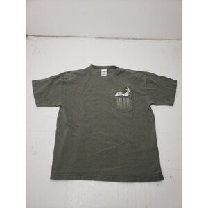 Vtg Looney Tunes Pocket T-Shirt Mens Small Embroidered Taz Bugs Bunny Cartoon